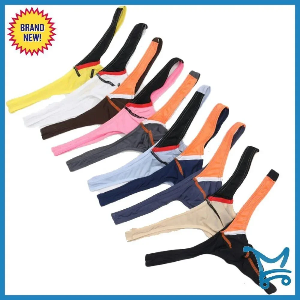 Men's Ice Silk Thong Bikini Low Rise G-String 10 Pack